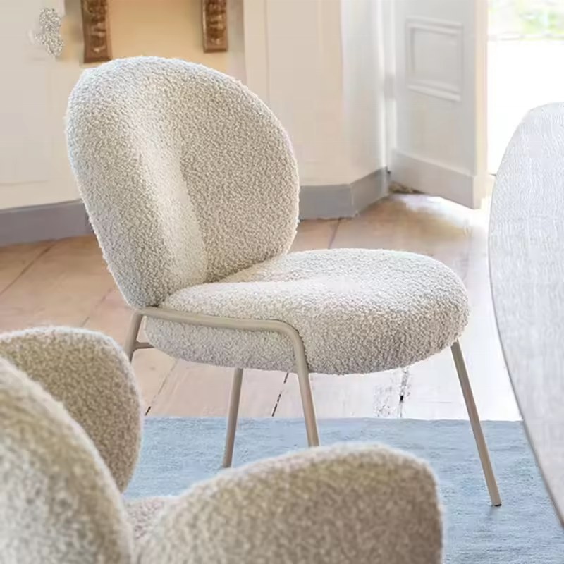 Nordic Metal Dining Chair with Velvet Seat and Padded Seat