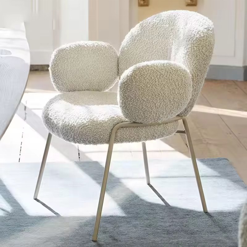 Nordic Metal Dining Chair with Velvet Seat and Padded Seat