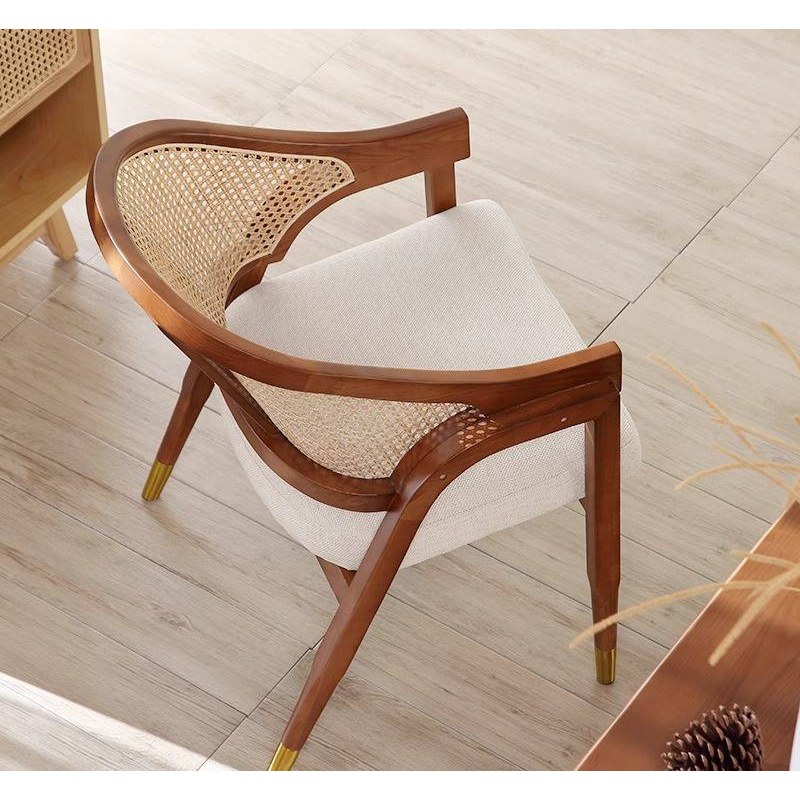 Modern Solid Wood Dining Chair with Leather Seat