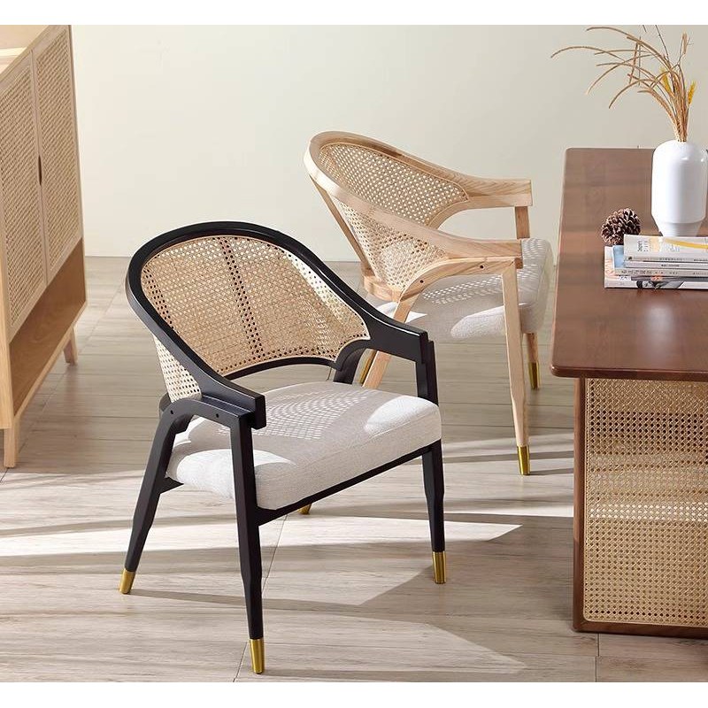 Modern Solid Wood Dining Chair with Leather Seat
