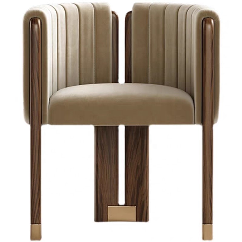 Modern Solid Wood Dining Chair with Velvet Seat