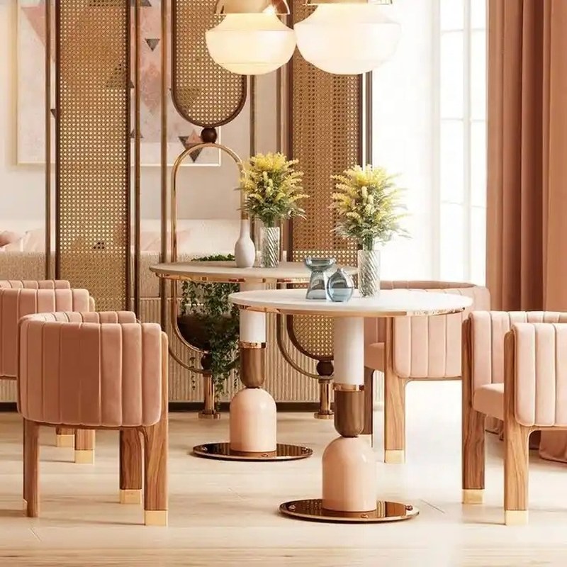 Modern Solid Wood Dining Chair with Velvet Seat