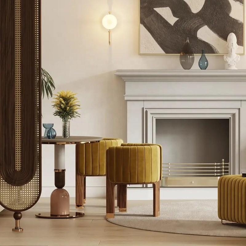 Modern Solid Wood Dining Chair with Velvet Seat