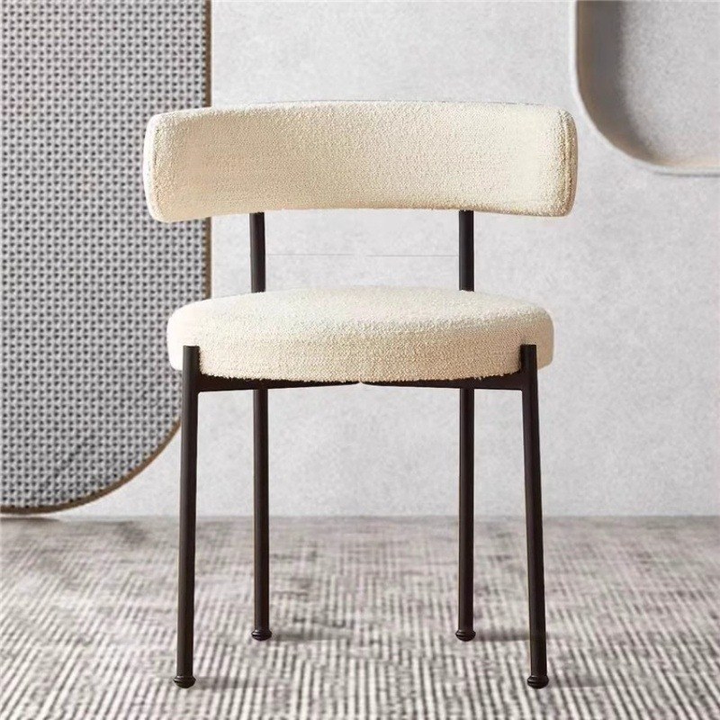 Nordic Metal Leisure Chair with Wool Fabric Seat