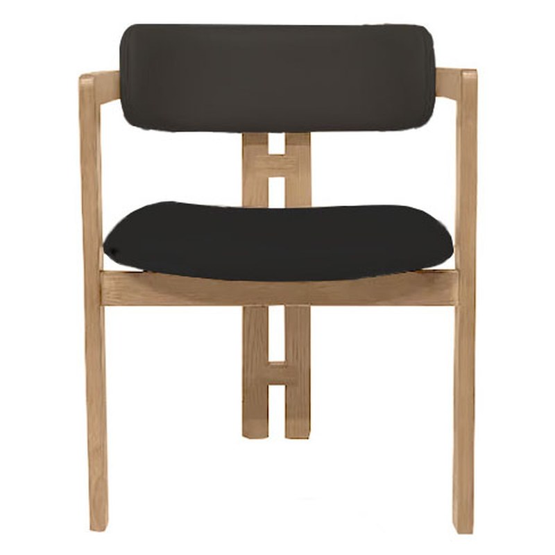 Vintage Solid Wood Dining Chair with Open Back