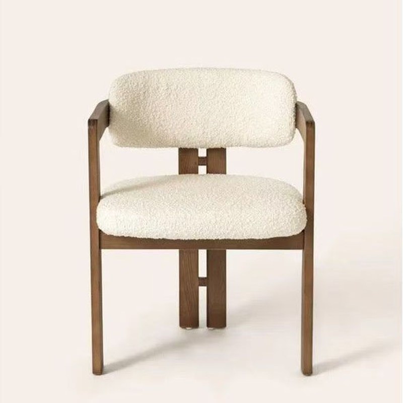 Vintage Solid Wood Dining Chair with Open Back