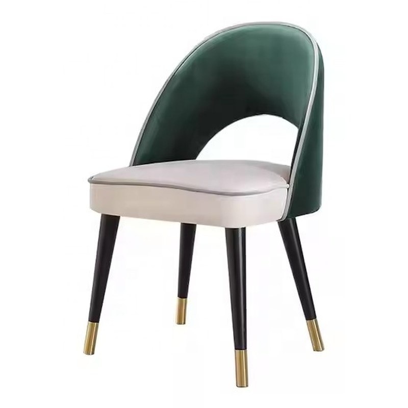 Nordic Metal Dining Chair with PU Leather Seat and Round Back