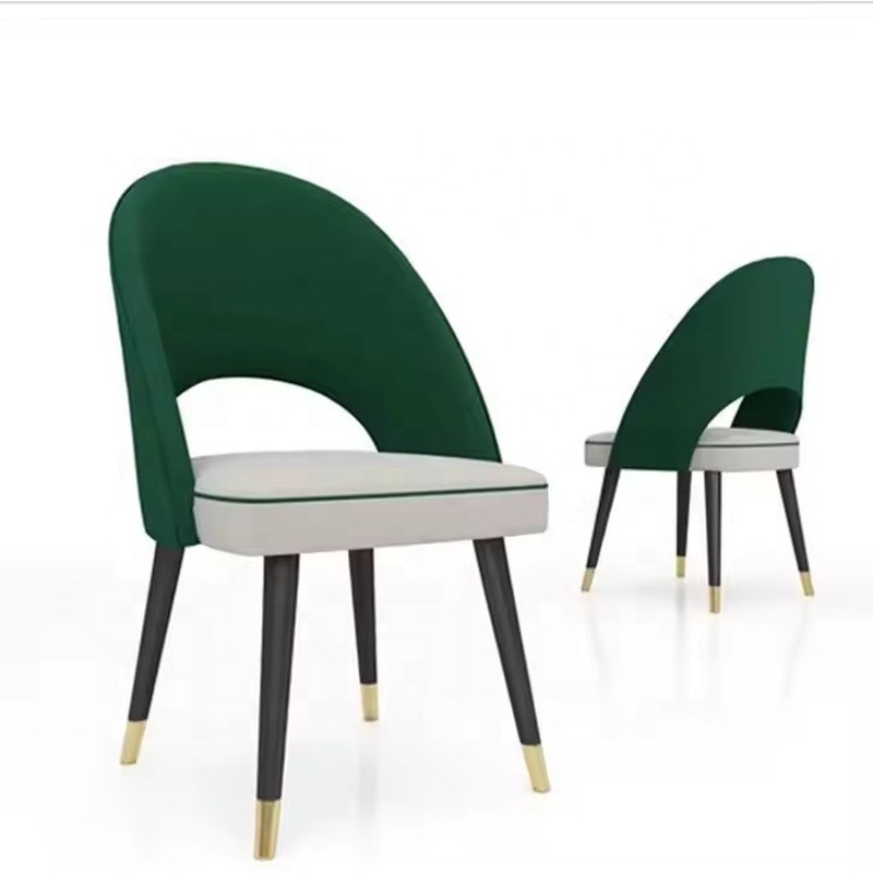 Nordic Metal Dining Chair with PU Leather Seat and Round Back