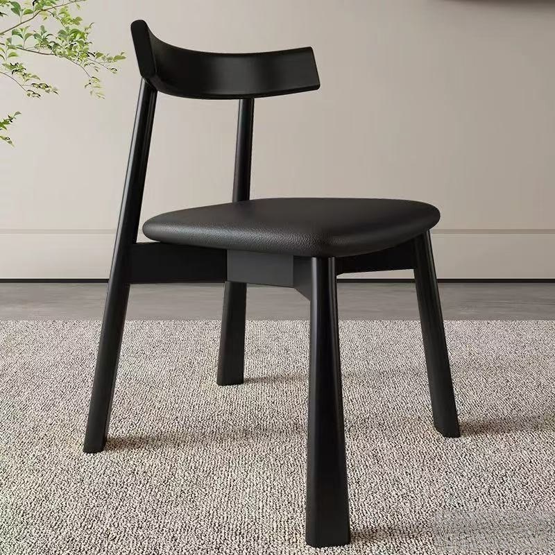 Nordic Solid Wood Dining Chair with Leather Seat