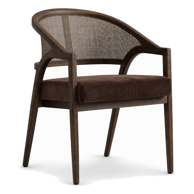 Modern Solid Wood Armchair with Fabric Seat
