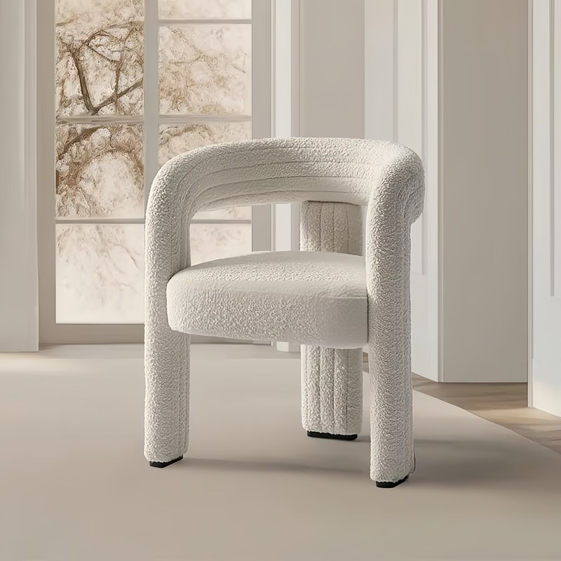 Modern Solid Wood Dining Chair with Fabric Seat and Ergonomic Back