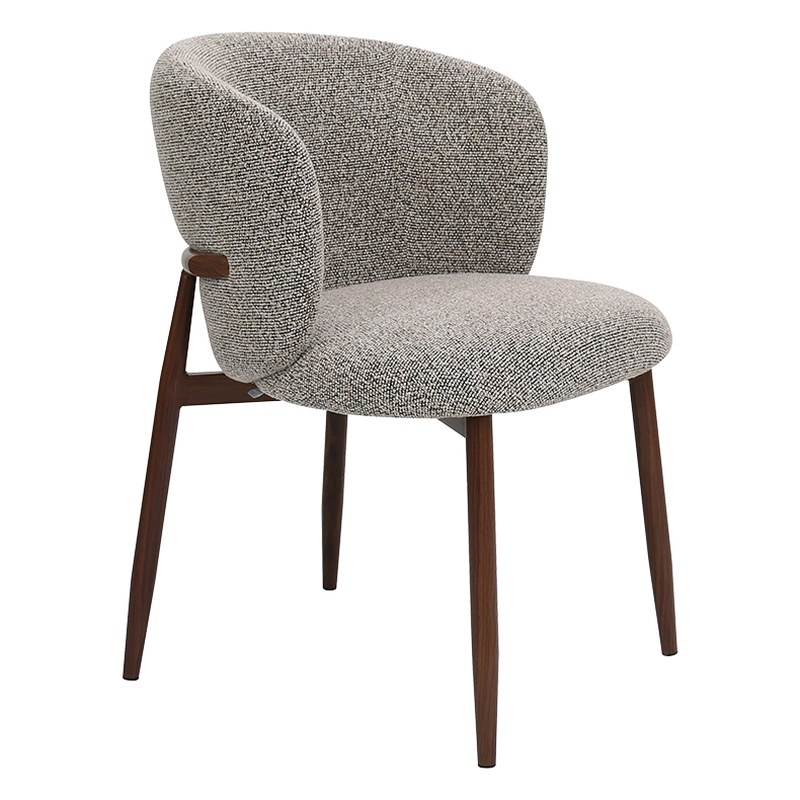 Mid-Century Metal Dining Chair with Bouclé Seat