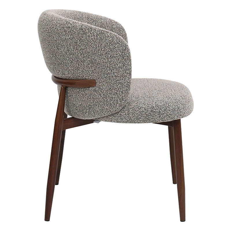 Mid-Century Metal Dining Chair with Bouclé Seat
