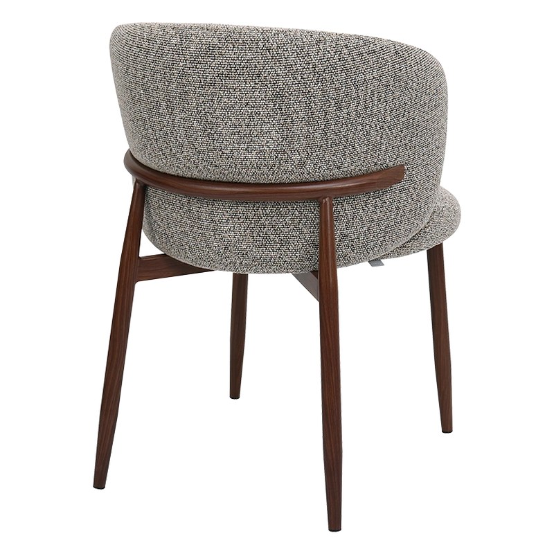 Mid-Century Metal Dining Chair with Bouclé Seat