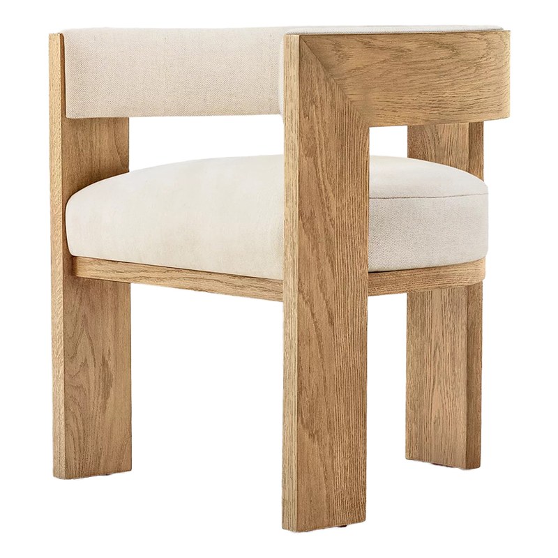 Modern Solid Oak Dining Chair with Fabric Seat