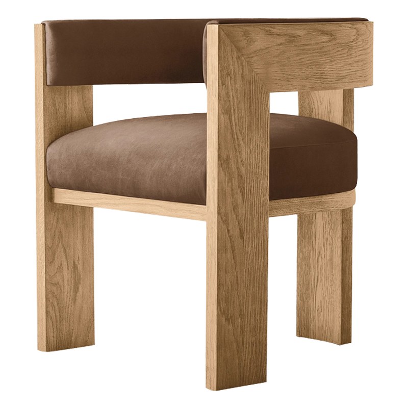 Modern Solid Oak Dining Chair with Fabric Seat