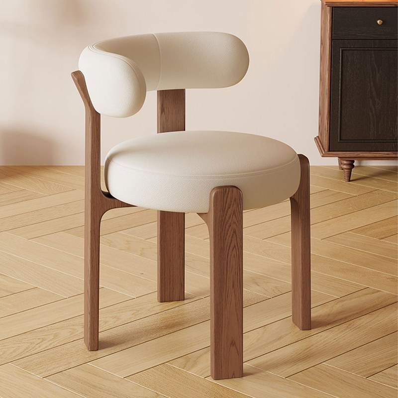 Modern Solid Wood Dining Chair with Leather Seat and Waterproof Upholstery