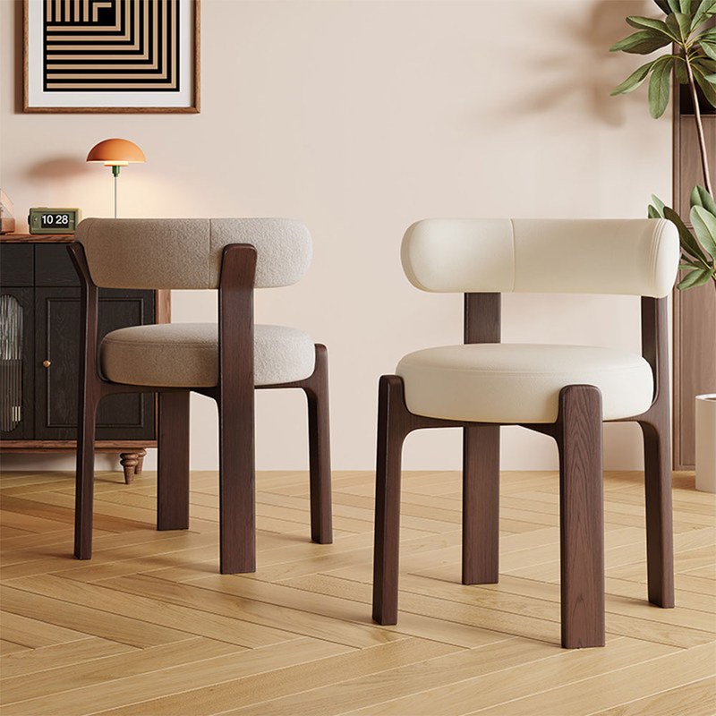 Modern Solid Wood Dining Chair with Leather Seat and Waterproof Upholstery