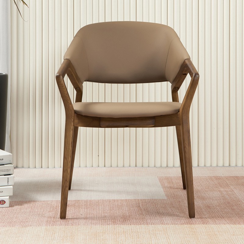 Italian Solid Wood Dining Chair with Armrests