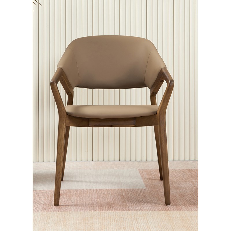 Italian Solid Wood Dining Chair with Leather Seat