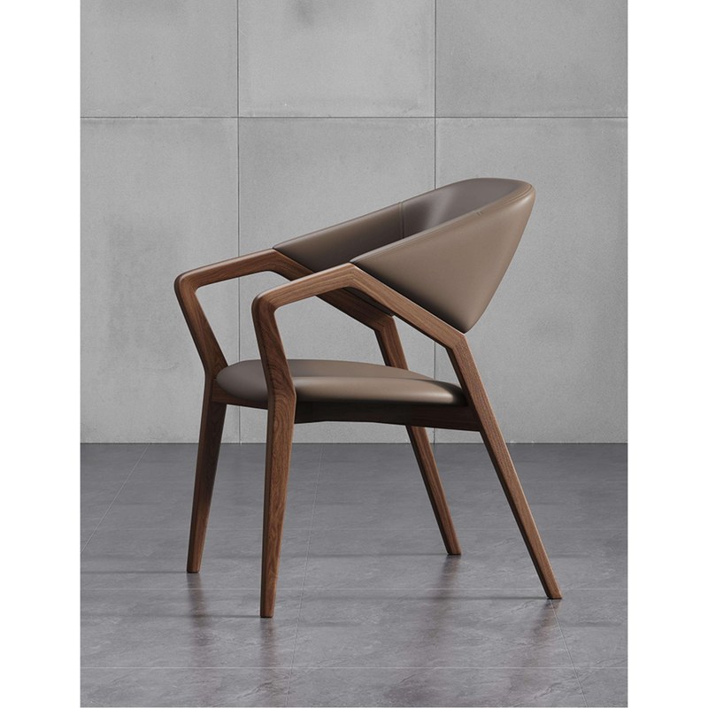 Italian Solid Wood Dining Chair with Leather Seat
