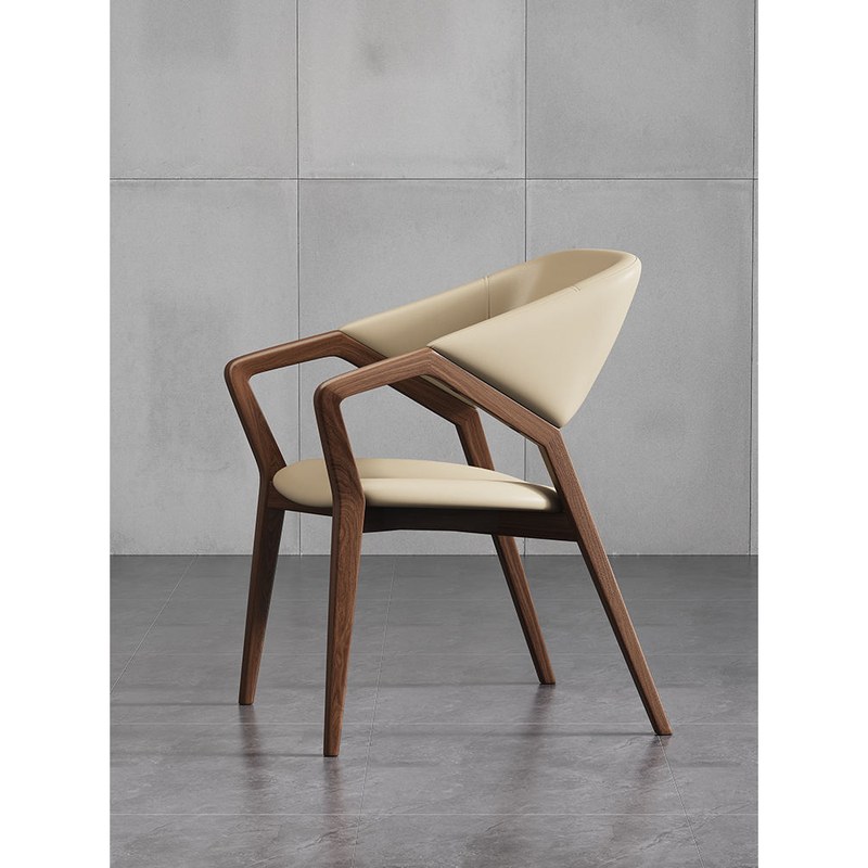 Italian Solid Wood Dining Chair with Leather Seat
