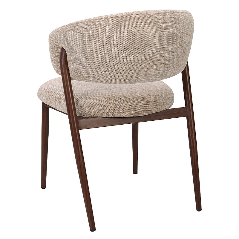 Modern Metal Dining Chair with Fabric Seat and Curved Back