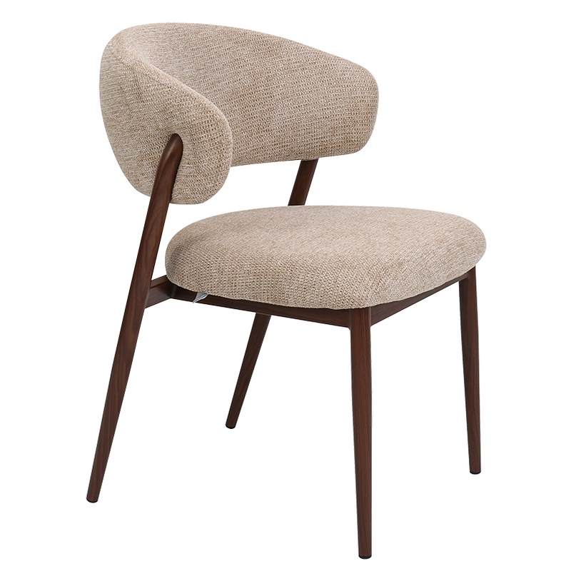 Modern Metal Dining Chair with Fabric Seat and Curved Back