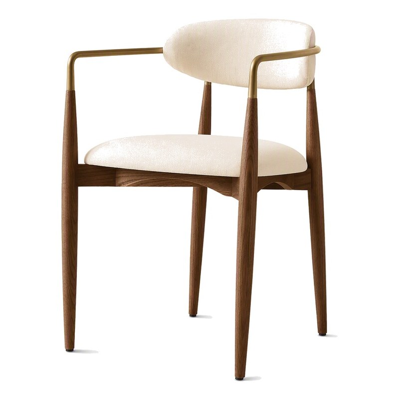 Modern Solid Wood Dining Chair with Fabric Seat and Wood Legs
