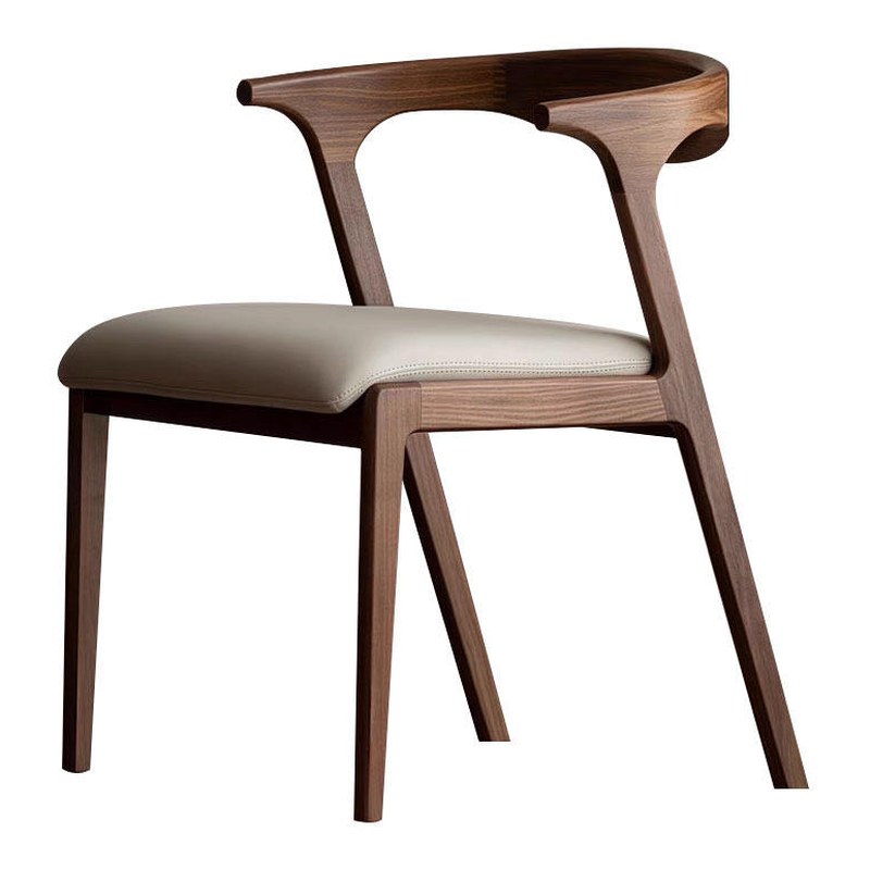 Nordic Walnut Dining Chair with Leather Seat