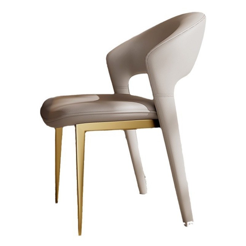 Modern Solid Wood Dining Chair with Leather Seat, Swivel Base and Metal Legs