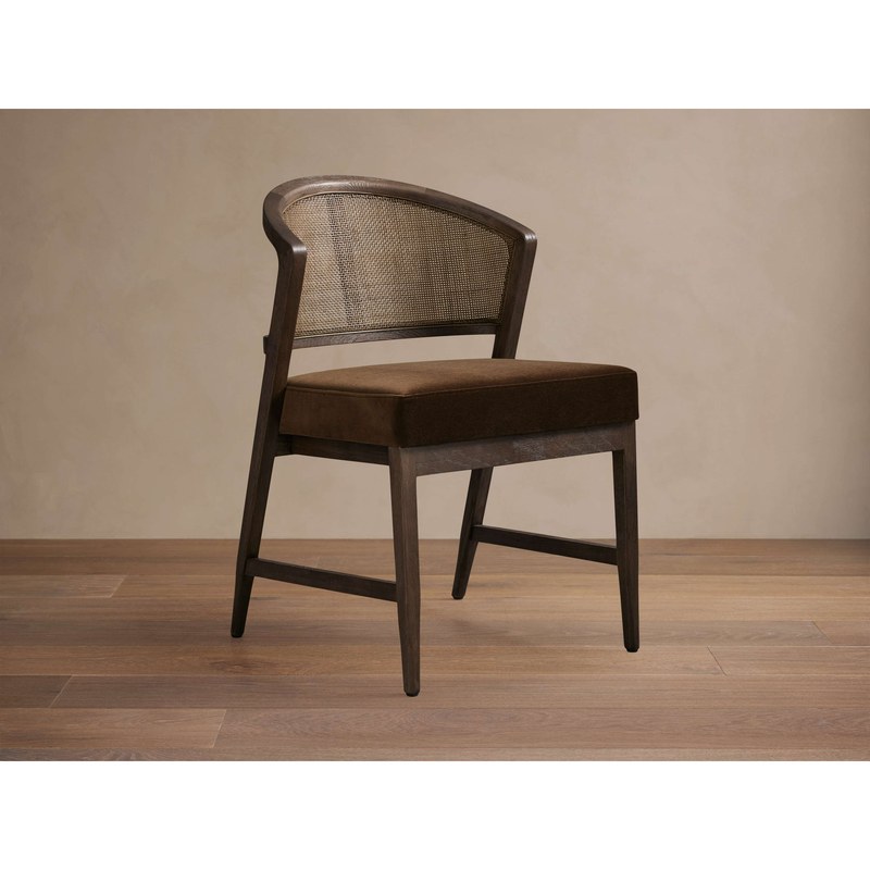 Mid-Century Rattan Leisure Chair with Bouclé Seat and Barrel Back