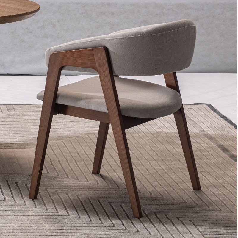 Mid-Century Solid Wood Dining Chair with Velvet Seat