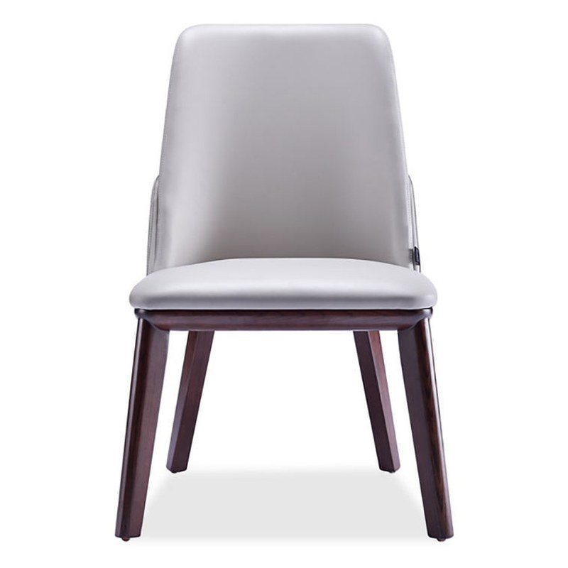 Nordic Solid Wood Dining Chair with Leather Seat and Armless Frame