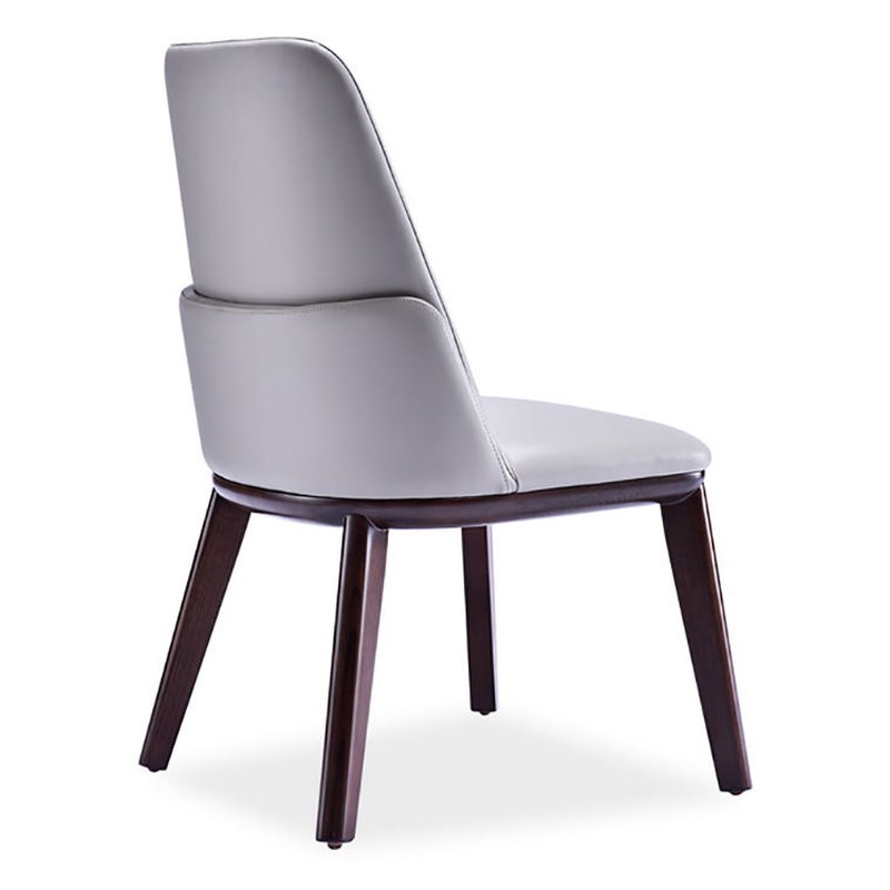 Nordic Solid Wood Dining Chair with Leather Seat and Armless Frame