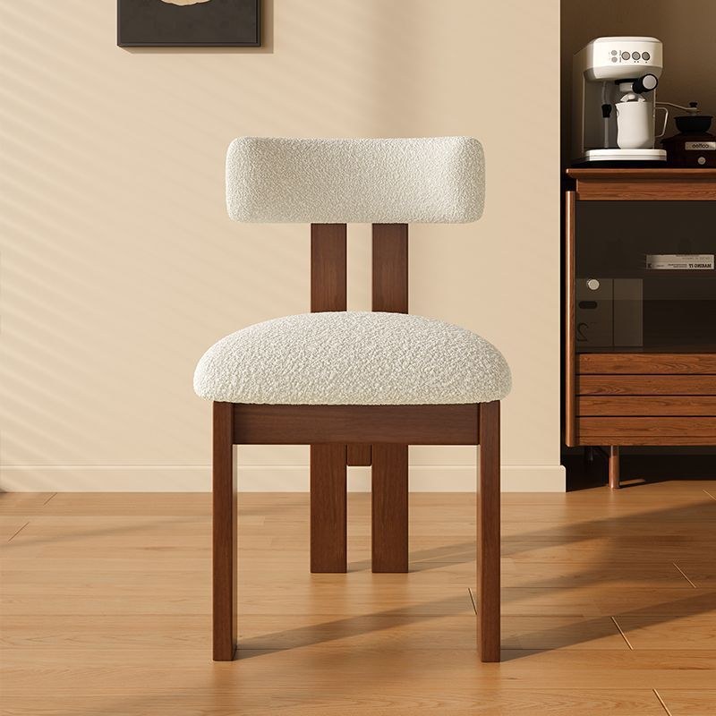 Modern Solid Wood Dining Chair with Leather Seat and Wood Legs