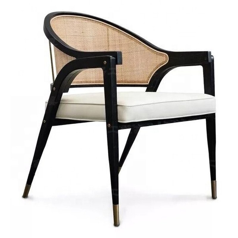 Nordic Rattan Dining Chair with Armrests