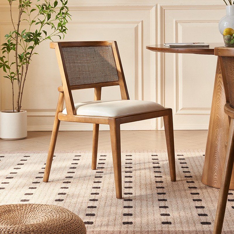 Contemporary Solid Wood Dining Chair with Swivel Base
