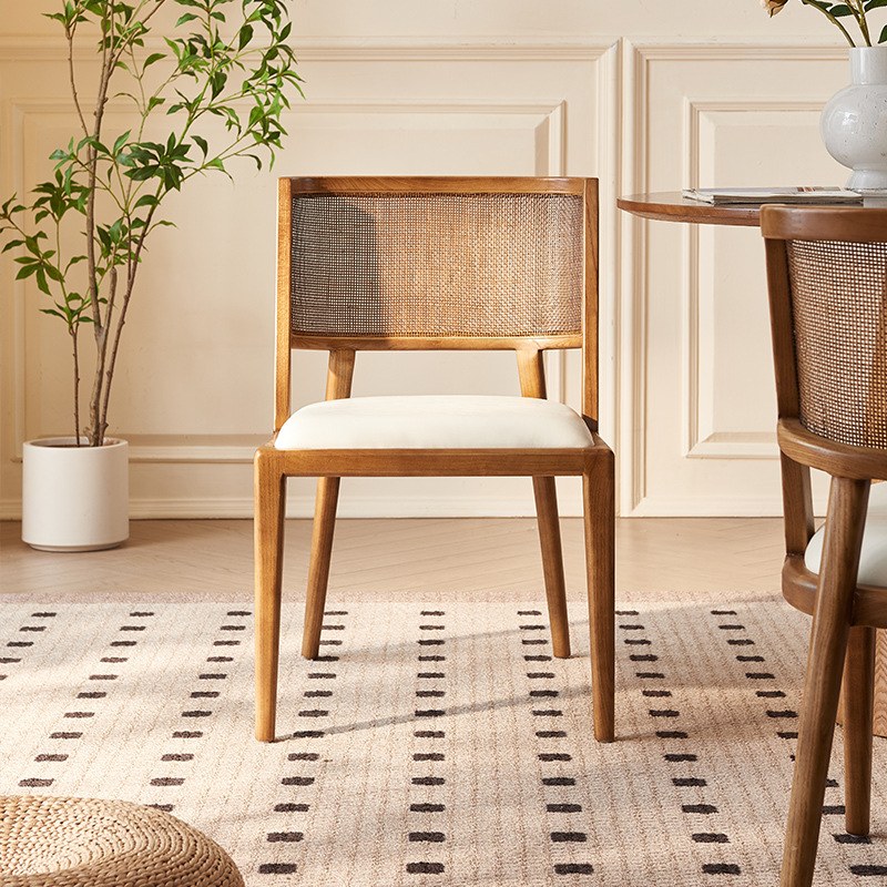 Contemporary Solid Wood Dining Chair with Swivel Base