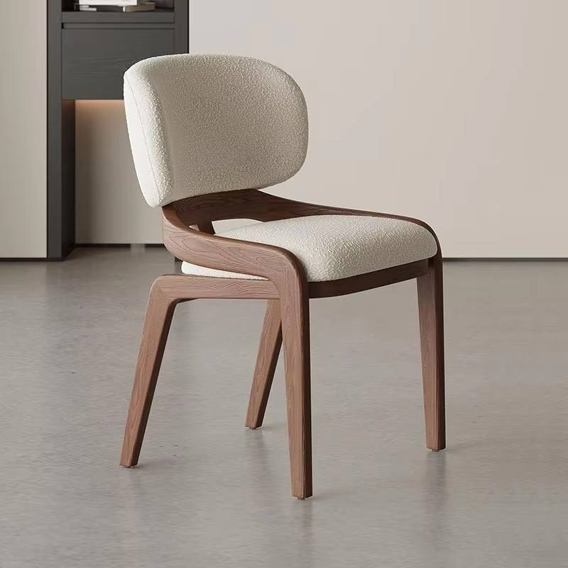 Nordic Solid Wood Dining Chair with Leather Seat and Padded Seat