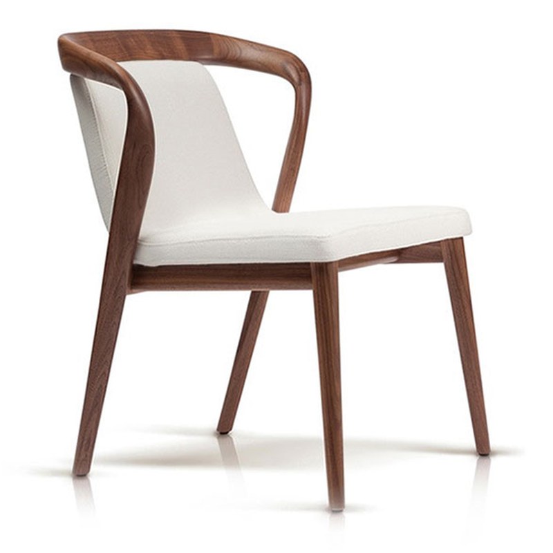 Nordic Solid Wood Dining Chair with Open Back and Padded Seat
