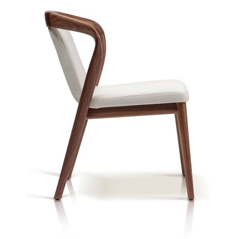 Nordic Solid Wood Dining Chair with Open Back and Padded Seat