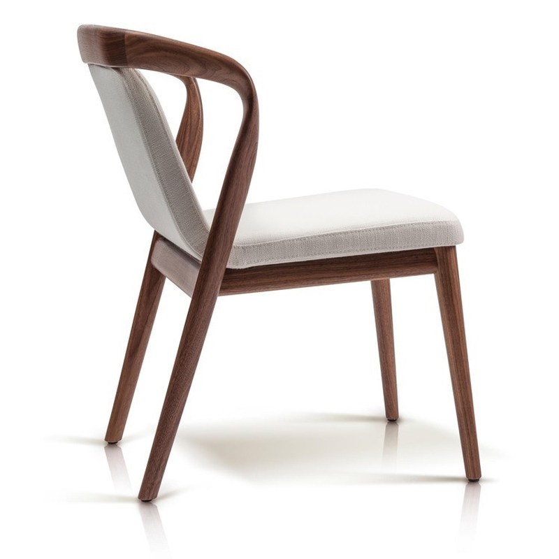 Nordic Solid Wood Dining Chair with Open Back and Padded Seat