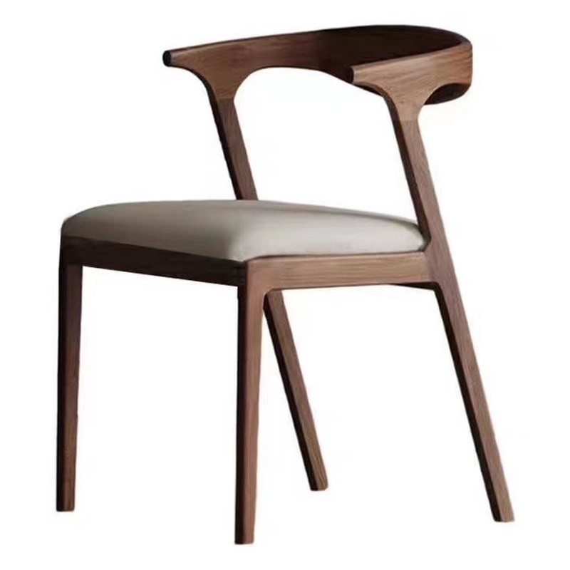 Nordic Walnut Dining Chair with Upholstered Seat