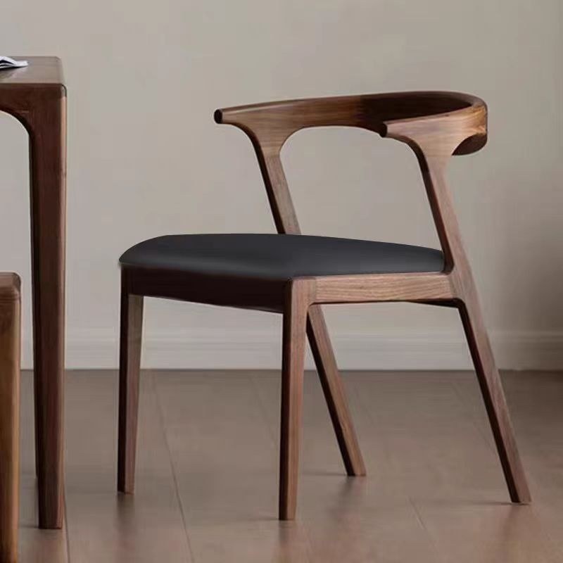 Nordic Walnut Dining Chair with Upholstered Seat