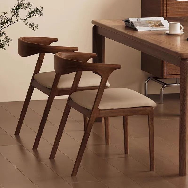 Nordic Walnut Dining Chair with Upholstered Seat