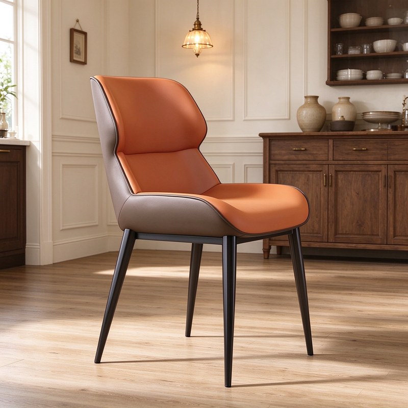 Italian Metal Dining Chair with Microfibre Seat