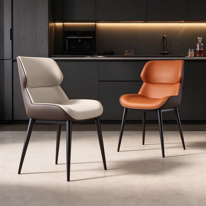 Italian Metal Dining Chair with Microfibre Seat