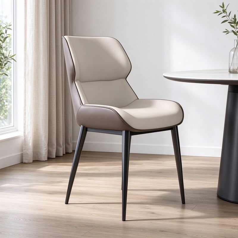 Italian Metal Dining Chair with Microfibre Seat