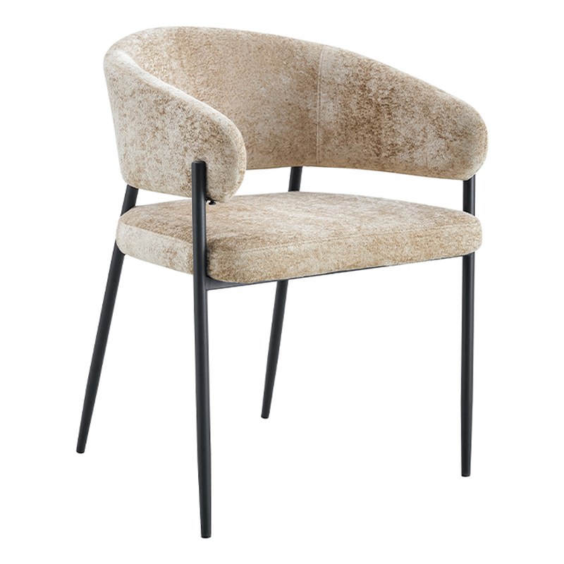 Modern Metal Dining Chair with Velvet Seat